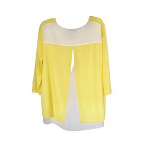 Peter Nygard Yellow/White 3/4 Sleeves Top